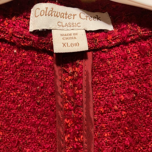 Coldwater Creek Red Waterfall Boucle Draped Collar Jacket - Picture 4 of 16